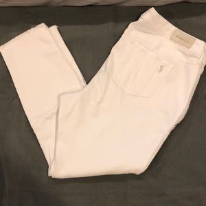 Slink White Denim Jeans with Frayed Hem